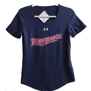 Under Armour Athletic Baseball T Shirt Small Minnesota Twins Sporty Athleisure